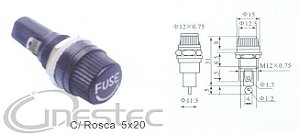 PORTA FUSIVEL COM ROSCA  PAINEL PEQUENO 5X20 BLX-1 TAMPA PRETO