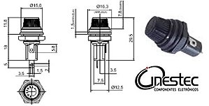 PORTA FUSIVEL MG COM ROSCA / PAINEL PEQUENO 5x20 CHANFRADO - 15A - 11005 / F