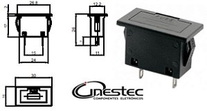 PORTA FUSIVEL MG EMBUTIR - 5X20 - 10A, 110VCA / 250VCA - 11205 - MF