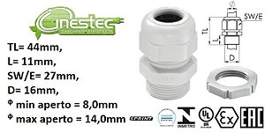 PRENSA CABO   CONTRA PORCA - PA6 - PG16, (7,0 - 14,0 MM) CZ