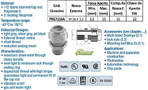 PRENSA CABO -TEC EM PA 6 M16 - ROSCA LONGA - C/ INSERTO - PR