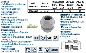 PRENSA CABO -TEC EM PA 6 M25 - ROSCA CURTA - CINZA