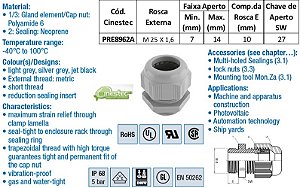 PRENSA CABO -TEC EM PA 6 M25 - ROSCA CURTA - COM VEDACAO  PRETO