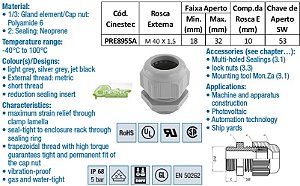 PRENSA CABO -TEC EM PA 6 M40 - ROSCA CURTA  COM VEDACAO  CINZA
