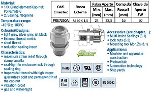 PRENSA CABO -TEC EM PA 6 M50 - ROSCA LONGA - C/ INSERTO - CZ