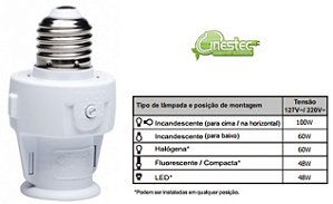 RELE FOTOELETRONICO RFE-27, SOQUETE E27 100W - BIVOLT, AJUSTAVEL