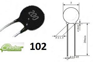RESISTOR NTC / TERMISTOR 1K  5MM  MF52