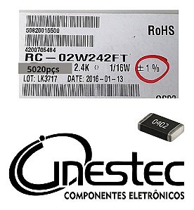 Resistor Smd 0402 -  2,4k 1/16w 1% - 5020 Unidades