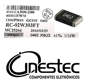 Resistor Smd 0402 - 30k 1/16w 1% - 5004 Unidades