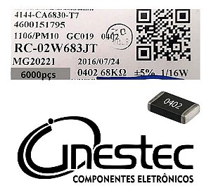 Resistor Smd 0402 - 68k 1/16w 5% - 6000 Unidades