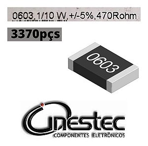 Resistor Smd 0603 - 470r 5% 1/10w - 3370 Unidades