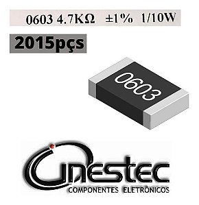 Resistor Smd 0603 1/10w - 4k7  1% - 2015 Unidades