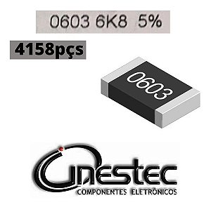 Resistor Smd 0603 1/10w - 6k8  5% - 4158 Unidades