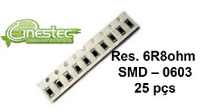 RESISTOR SMD 6R8 - 0603 - 5% - TIRA COM 25 PECAS