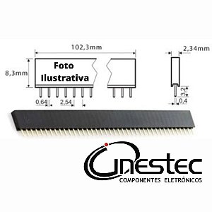 SOQUETE DE BARRA DUBOX 1x40 MCI 180 graus (2,54mm)