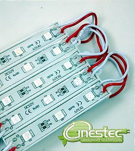 STRIP LED - MODULO / BARRA DE 3 LEDS - 5050 / 5730 - VERMELHO - 0,72W