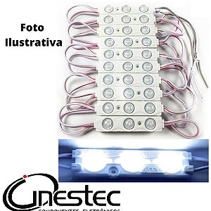 STRIP LED - MODULO / BARRA DE 3 LEDS 7025 1,5W - BRANCO FRIO