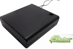 SUPORTE CAIXA P/ 4 PILHAS AA COM CHAVE LIGA / DESLIGA
