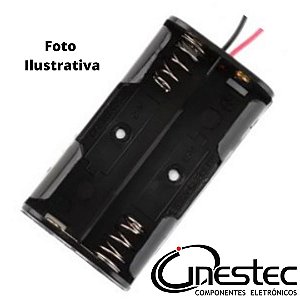 SUPORTE DE PILHAS  2 PEQUENO AA CANOINHA PRETO