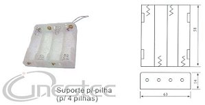 SUPORTE DE PILHAS  4 PEQUENO AA PARALELO BRANCO