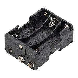 SUPORTE DE PILHAS 6 PEQUENAS AA  PRETO