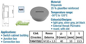 TAMPA PA6 REDONDA  TIPO FENDA  M32  CINZA