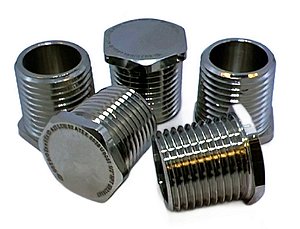 TAMPAO / BUJÃO HEX. LATÃO NIQUEL  NPT 1/2 KIT C/ 5PÇS