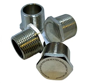 TAMPAO / BUJÃO HEX. LATÃO NIQUEL 3/4 NPT LONGO KIT 4 PÇS