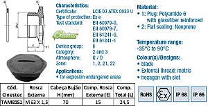 TAMPAO HEXAGONAL EXE PA6 PRETO M 63 X 1,5