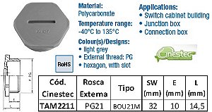 TAMPAO HEXAGONAL POLICARBONATO - CINZA CLARO - PG 21