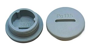 TAMPAO TIPO FENDA POLIAMIDA ROSCA PG13,5  CINZA