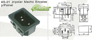 TOMADA DE FORCA TRIPOLAR PARA PAINEL ENCAIXE  AS-01