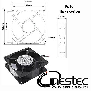 VENT. COOLER 110/220V 120 x 120 x 38mm - COM ROLAMENTO