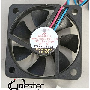 VENT. COOLER 12V 50 X 50MM X 10MM  3 FIOS CONECTOR