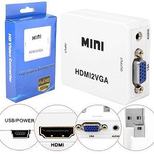 ADAPTADOR / CONVERSOR HDMI PARA VGA + AUDIO