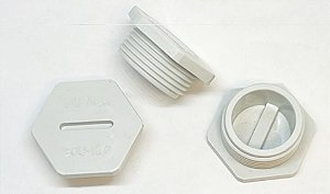 KIT 10PÇS TAMPAO HEXAGONAL FENDA PG16 CINZA CLARO