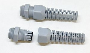 KIT 3PÇS PRENSA CABO C/ ALIVIADOR M16 x 1,5 PA6 CINZA