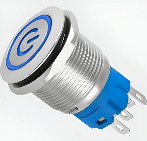 CHAVE BOTAO ANTIVANDALISMO 16mm C/ TRAVA 12V AZUL