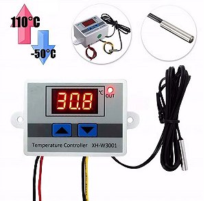 CONTROLADOR DE TEMPERATURA / TERMOSTATO XH-W3001 - 110/220V C/ SENSOR