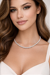 Colar Riviera 3 pontas Ródio