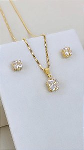 Conjunto ponto luz quadrado semijoia