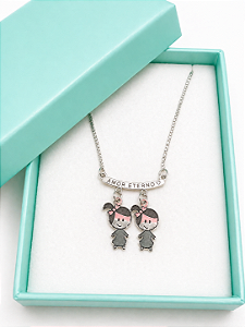 Colar 2 meninas Amor eterno