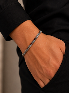 Pulseira Corrente Quadrado Aço 22cm