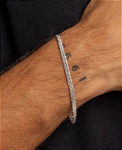 Pulseira Grummet Dupla Prata 21cm