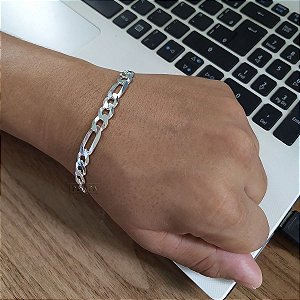 Pulseira 3x1 Grossa Prata 21cm