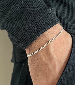 Pulseira Sing Fininha Prata 19cm