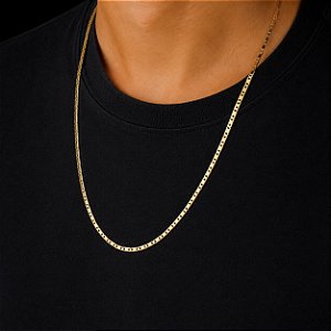 Colar Piastrini Dourado Aço Inox 70cm