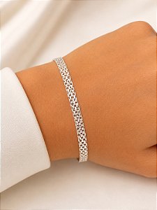 Pulseira Esteira Prata 18,5cm