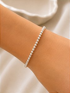 Pulseira Bolinha Prata 25cm