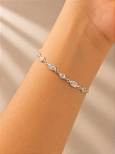 Pulseira Colors Cristal em Prata 18,5cm